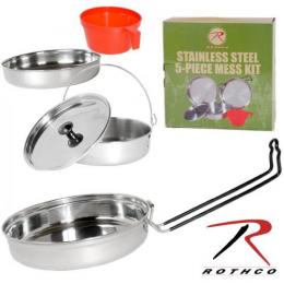 ROTHCO(ロスコ) 5 Piece Stainless Steel Mess Kit / 5ピース ステンレススチール メスキット #169 フライパン トレーセット キャンプ アウトドア